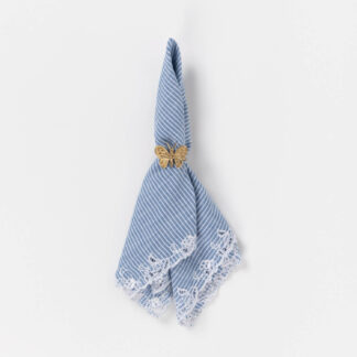 Napkin Floral light blue stripe