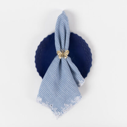 Napkin Floral light blue stripe